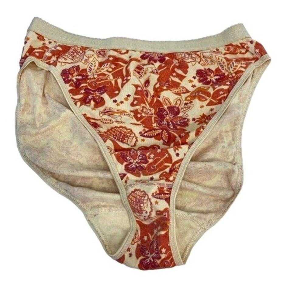 Victoria's Secret Panty Cotton High Leg Cred Red Orange Floral Xlarge Comfort